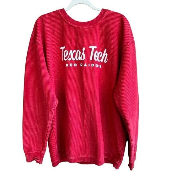 Three Squares Texas Tech Red Raiders Women's XL Red Corded Crew Sweatshirt - Picture 1 of 4